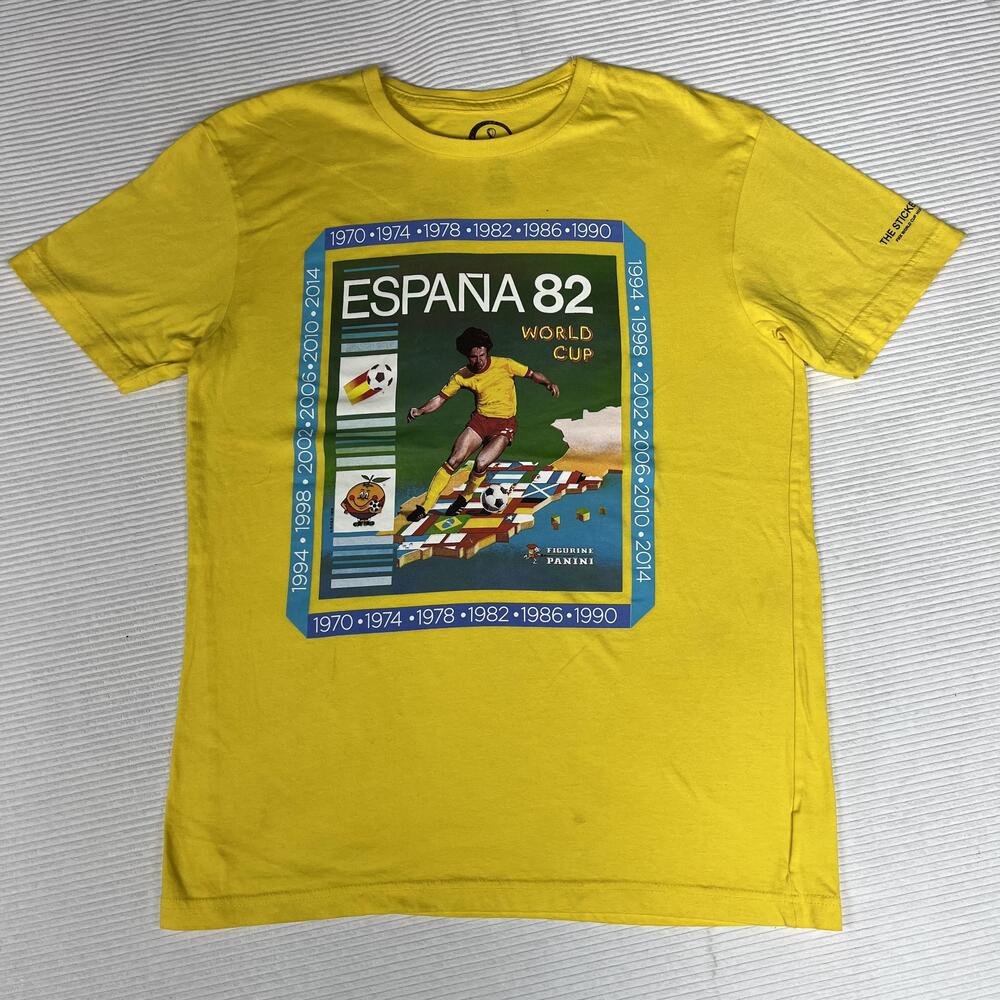 Panini Shirt Mens M Yellow Espana 82 World Cup Graphic Tee FIFA Soccer Spain